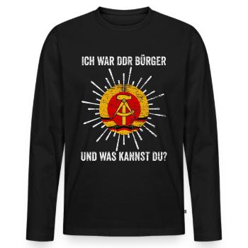 DDR Ostalgie Kommunist - Männer Premium Bio Langarmshirt - Schwarz - Vorne - Nico (187cm)