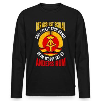 Ostdeutschland Ossi DDR - Männer Premium Bio Langarmshirt - Schwarz - Vorne - Nico (187cm)