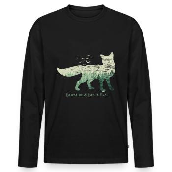 Fuchs Naturschutz Tierschutz - Männer Premium Bio Langarmshirt - Schwarz - Vorne - Nico (187cm)