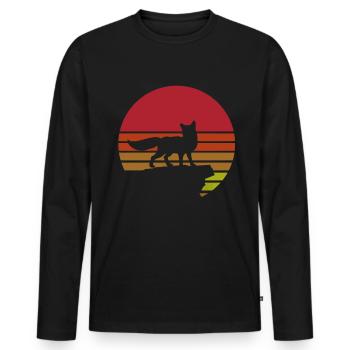 Fuchs - Männer Premium Bio Langarmshirt - Schwarz - Vorne - Nico (187cm)