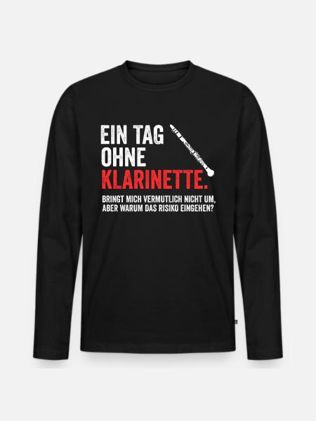 Klarinette Blasinstrument - Männer Premium Bio Langarmshirt - Schwarz