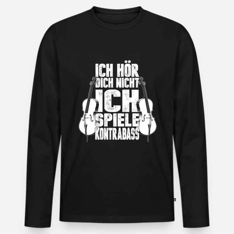 Kontrabass - Männer Premium Bio Langarmshirt - Schwarz
