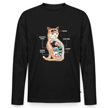 Anatomy cat vet - Men's Premium Organic Long Sleeve Shirt - black - Front - Nico (187cm)