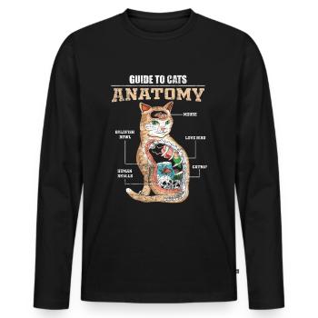 Chats anatomie chatons tomcat domestique kitty - T-shirt manches longues Premium bio Homme - noir - Devant - Nico (187cm)