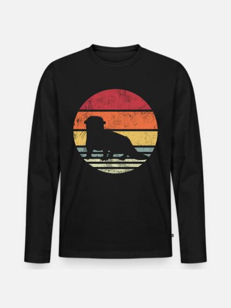 Otter Retro - Men's Premium Organic Long Sleeve Shirt - black