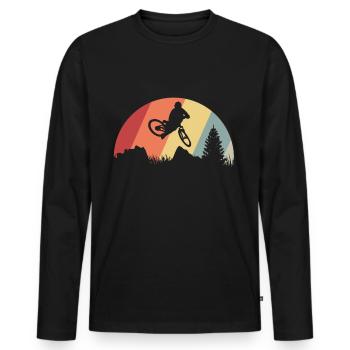 VTT rétro - T-shirt manches longues Premium bio Homme - noir - Devant - Nico (187cm)