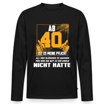 Vierzigster Geburtstag 40 Geburtstagsfeier - Männer Premium Bio Langarmshirt - Schwarz - Vorne - Nico (187cm)