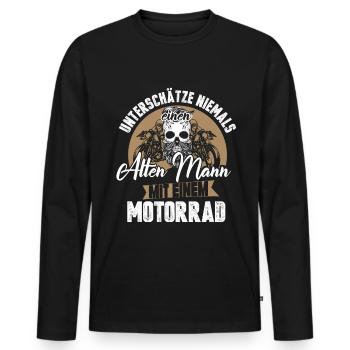 Motorrad Bike Biker - Männer Premium Bio Langarmshirt - Schwarz - Vorne - Nico (187cm)