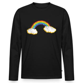 Regenbogen - Männer Premium Bio Langarmshirt - Schwarz - Vorne - Nico (187cm)