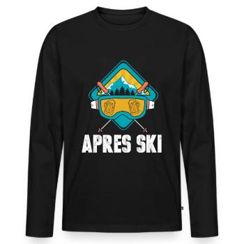 Vacances au ski après ski - T-shirt manches longues Premium bio Homme - noir - Devant - Nico (187cm)