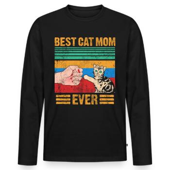 Best Cat Mom Ever - Men's Premium Organic Long Sleeve Shirt - black - Front - Nico (187cm)