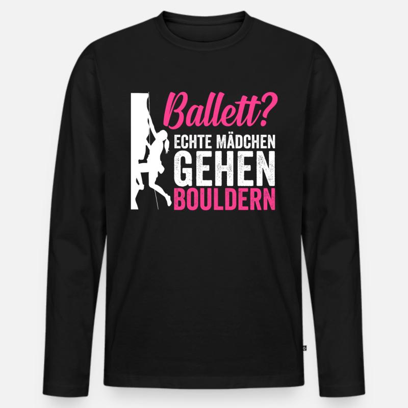 Bouldern Klettern Mädchen - Männer Premium Bio Langarmshirt - Schwarz