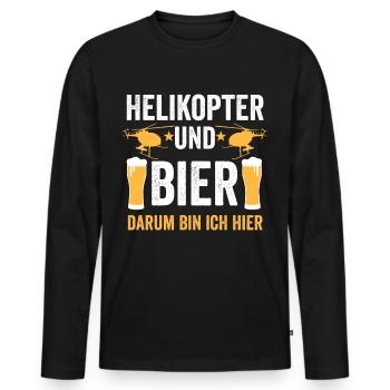 Helikopter Bier - Männer Premium Bio Langarmshirt - Schwarz - Vorne - Nico (187cm)