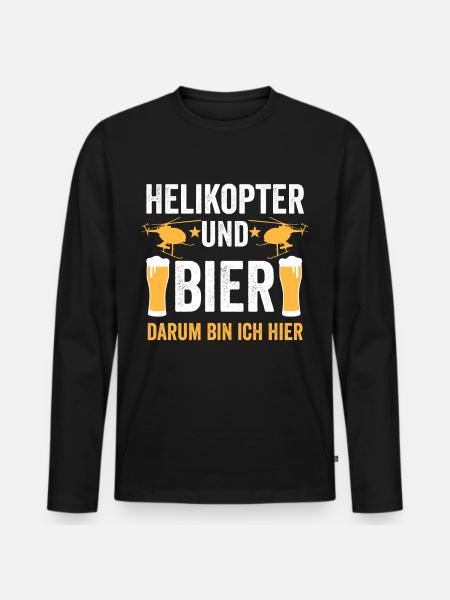 Helikopter Bier - Männer Premium Bio Langarmshirt - Schwarz