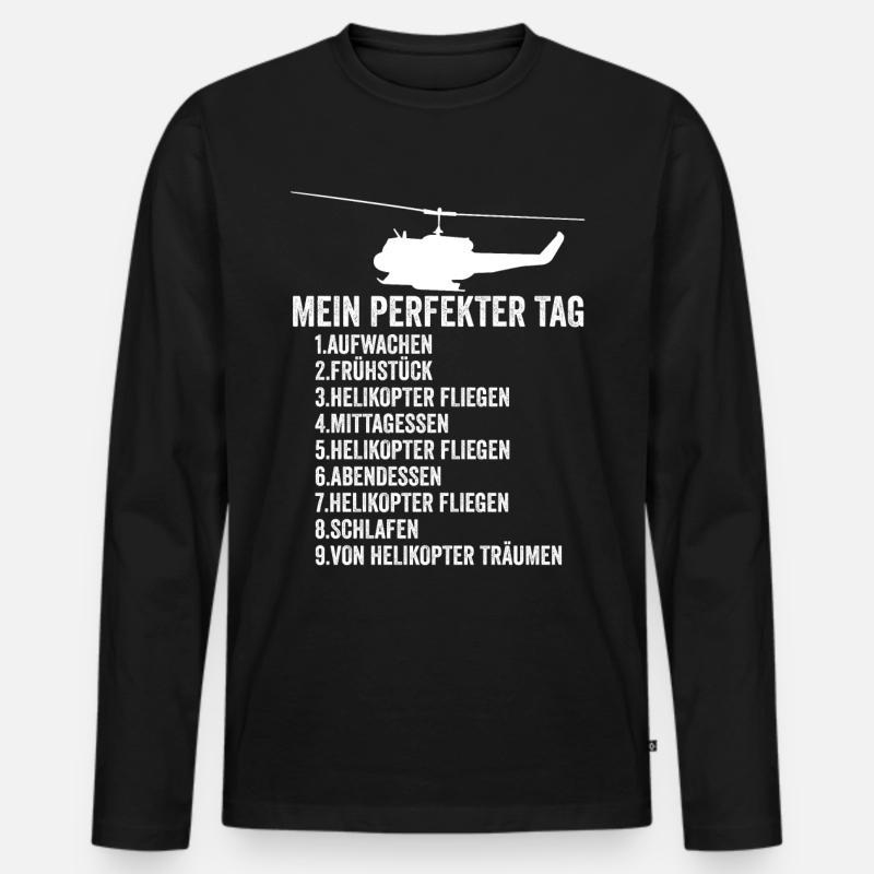 Helikopter Luftfahrt - Männer Premium Bio Langarmshirt - Schwarz