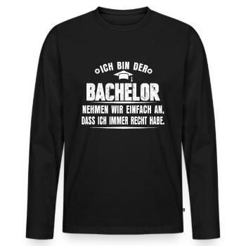 Bachelor Abschlussfeier - Männer Premium Bio Langarmshirt - Schwarz - Vorne - Nico (187cm)