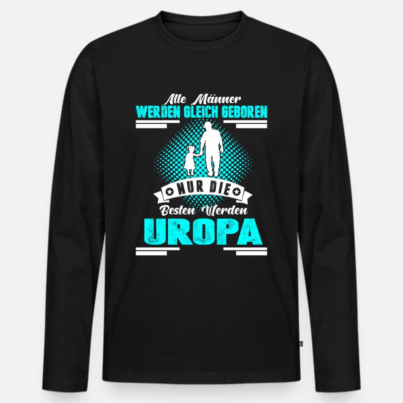 Uropa Bester Uropa - Männer Premium Bio Langarmshirt - Schwarz