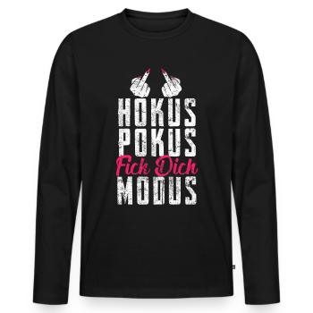Hokus Pokus Fick Dich Modus Lustig - Männer Premium Bio Langarmshirt - Schwarz - Vorne - Nico (187cm)