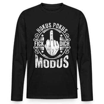 Mittelginger Hokus Pokus Fick Dich Modus - Männer Premium Bio Langarmshirt - Schwarz - Vorne - Nico (187cm)