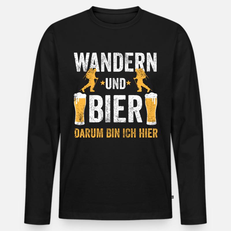 Wandern Bier Wanderer Wandersport - Männer Premium Bio Langarmshirt - Schwarz