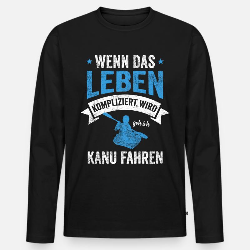 Kanu Fluss - Männer Premium Bio Langarmshirt - Schwarz