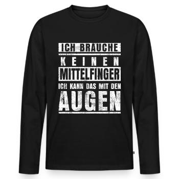 Mittelfinger Lustiger Spruch Sarkasmus - Männer Premium Bio Langarmshirt - Schwarz - Vorne - Nico (187cm)