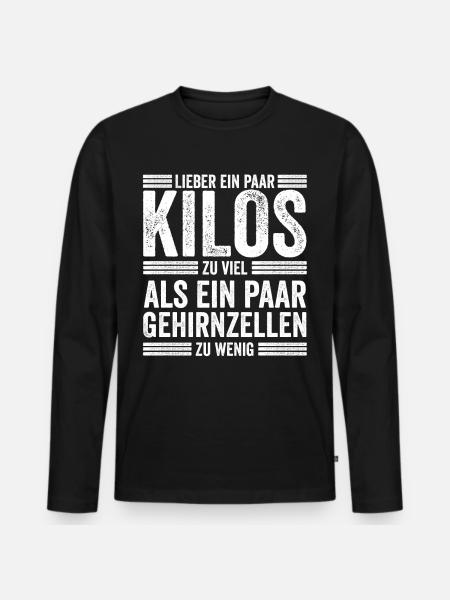 Mollig Übergewichtig Statement Lustig - Männer Premium Bio Langarmshirt - Schwarz