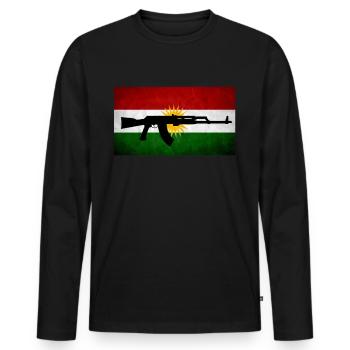 Kurdistan t shirt - Männer Premium Bio Langarmshirt - Schwarz - Vorne - Nico (187cm)