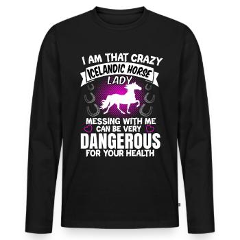 Cadeau Isi rôti de chevaux islandais - T-shirt manches longues Premium bio Homme - noir - Devant - Nico (187cm)