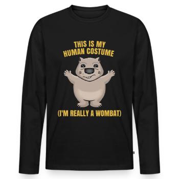 Wombat Marsupial Forest Safari Gift - T-shirt manches longues Premium bio Homme - noir - Devant - Nico (187cm)