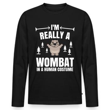 Wombat marsupial Australia gift - Men's Premium Organic Long Sleeve Shirt - black - Front - Nico (187cm)