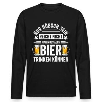 Bier Trinken Betrunken Besoffen - Männer Premium Bio Langarmshirt - Schwarz - Vorne - Nico (187cm)