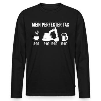 Bagger Bier Kaffee - Männer Premium Bio Langarmshirt - Schwarz - Vorne - Nico (187cm)