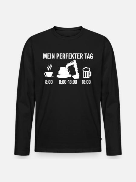 Bagger Bier Kaffee - Männer Premium Bio Langarmshirt - Schwarz