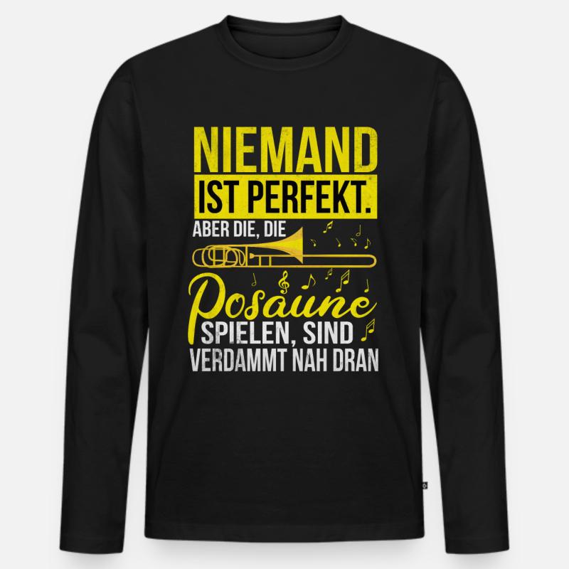 Posaune - Männer Premium Bio Langarmshirt - Schwarz