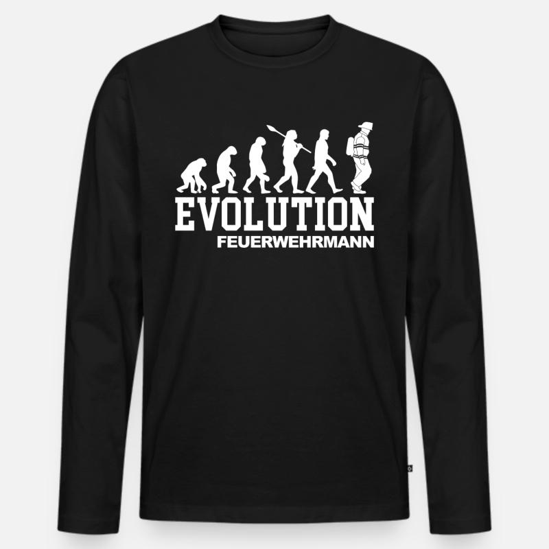 Evolution Feuerwehr - Männer Premium Bio Langarmshirt - Schwarz