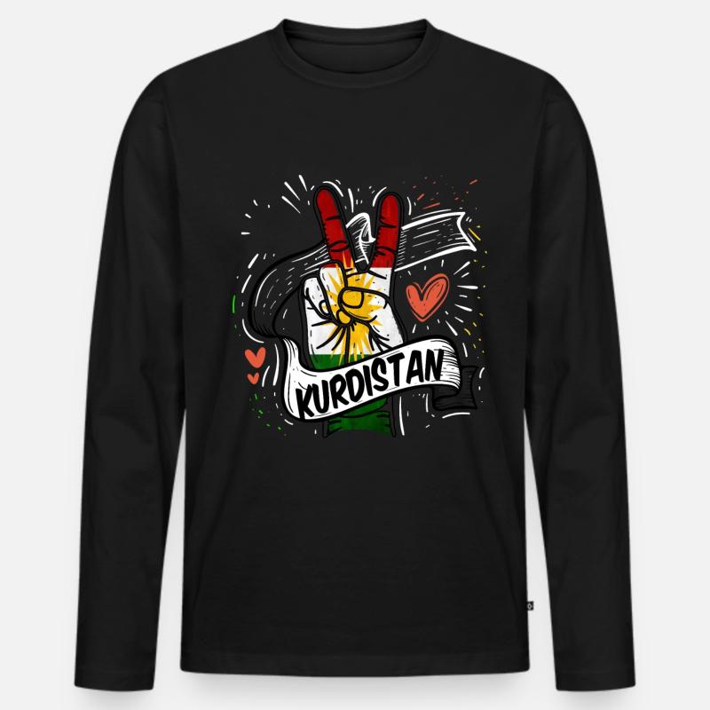 Kurdistan Kurde Kurden Geschenk azadi Rojava irak - Männer Premium Bio Langarmshirt - Schwarz