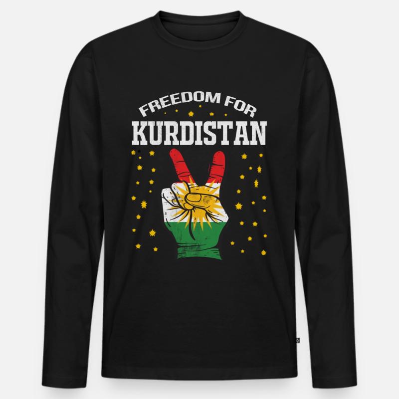 Kurdistan Kurde Kurden Geschenk azadi Rojava irak - Männer Premium Bio Langarmshirt - Schwarz