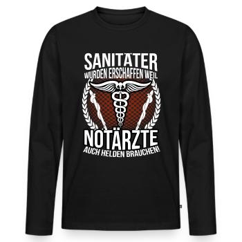 Sanitäter Ambulanz Erste Hilfe - Männer Premium Bio Langarmshirt - Schwarz - Vorne - Nico (187cm)