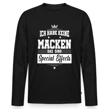 Ich habe keine Macken das sind special effects - Männer Premium Bio Langarmshirt - Schwarz - Vorne - Nico (187cm)