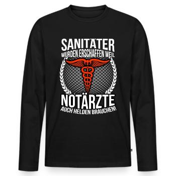 Sanitäter Rettungssanitäter Notarzt Geschenk - Männer Premium Bio Langarmshirt - Schwarz - Vorne - Nico (187cm)
