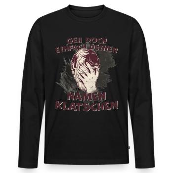 Namen klatschen, cooler lustiger Spruch Geschenk - Männer Premium Bio Langarmshirt - Schwarz - Vorne - Nico (187cm)