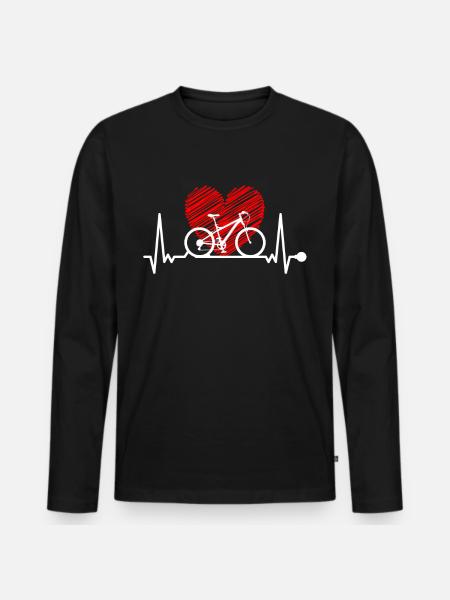Herzschlag Fahrrad Mountainbike Downhill Puls - Männer Premium Bio Langarmshirt - Schwarz