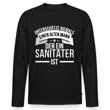 Sanitaeter Notarzt erste Hilfe Geschenk - Männer Premium Bio Langarmshirt - Schwarz - Vorne - Nico (187cm)
