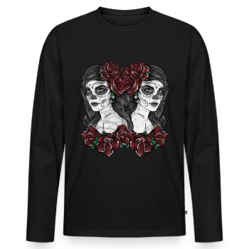 Sugar skull girl with mexican death mask - Men's Premium Organic Long Sleeve Shirt - black - Front - Nico (187cm)