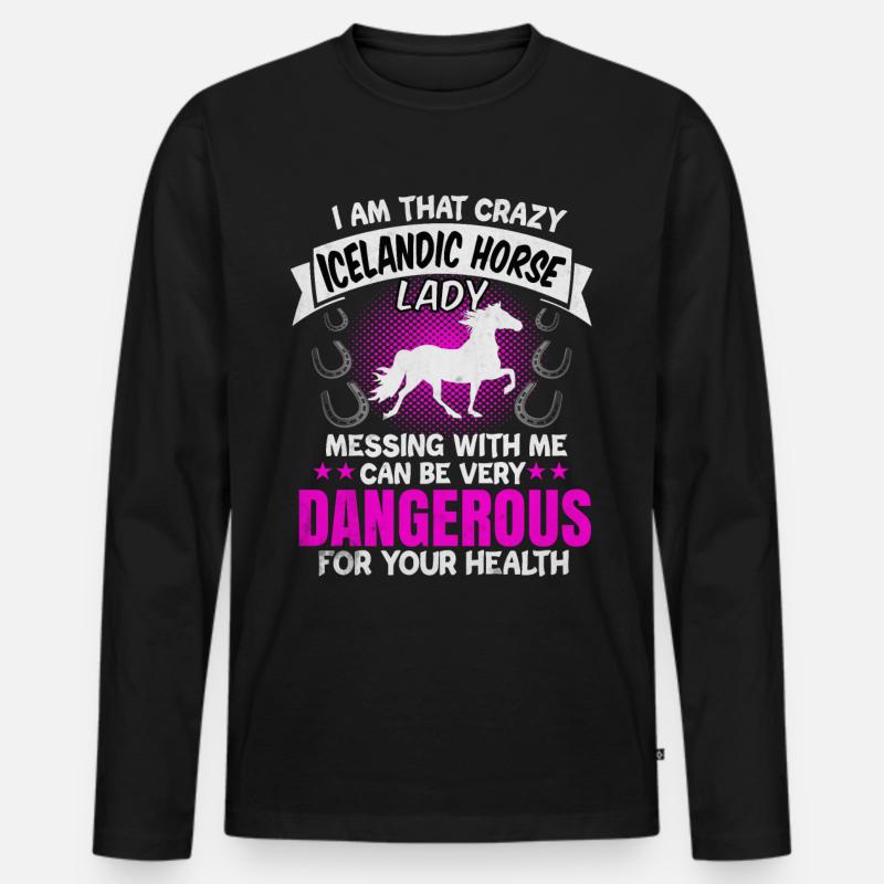 Islandpferd - Männer Premium Bio Langarmshirt - Schwarz