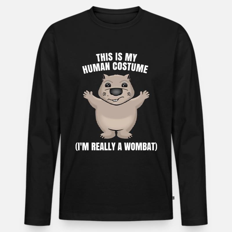 Wombat - Männer Premium Bio Langarmshirt - Schwarz