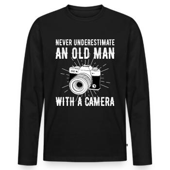Fotograf - Männer Premium Bio Langarmshirt - Schwarz - Vorne - Nico (187cm)