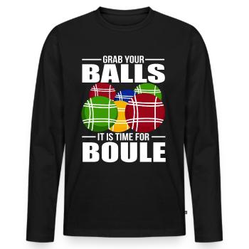 Petanque - Men's Premium Organic Long Sleeve Shirt - black - Front - Nico (187cm)