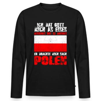 Polen Urlaub Reise Warschau Kurwa Polnische - Männer Premium Bio Langarmshirt - Schwarz - Vorne - Nico (187cm)